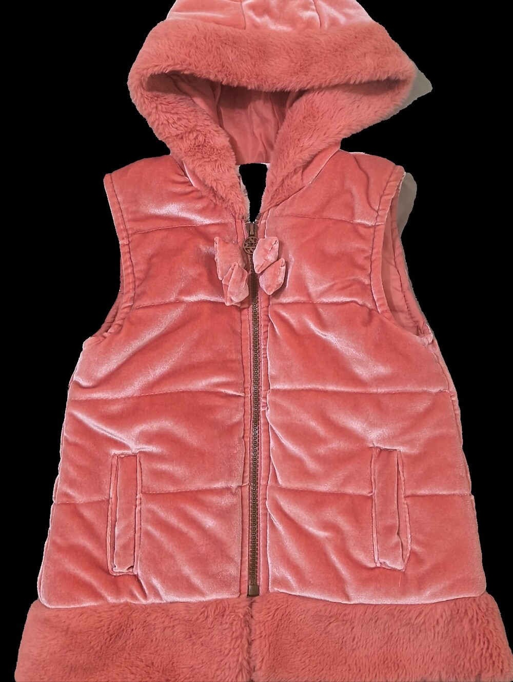 Nicole Miller Coral Pink Hooded Puffer Vest for Kids